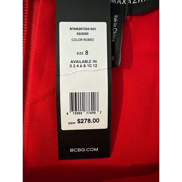 BCBGMAXAZRIA Red Dress Ruffle Tiered‎ Sweetheart Cocktail Party Size 8 NWT - Picture 3 of 7
